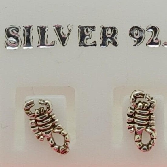 Vintage New-Old-Stock Sterling Silver 925 Scorpion Stud Earrings Scorpio Jewelry - Picture 2 of 16
